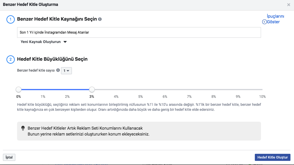 instagram facebook benzer hedef kitle oluşturma 