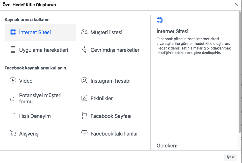 Facebook hedef kitle oluşturma 