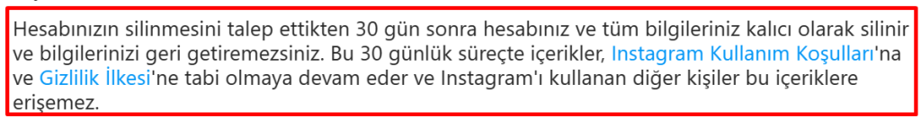 Kapanan İnstagram Hesabı Açma - Sosyal Medya İnstagram hesap silme süresi hakkında görsel