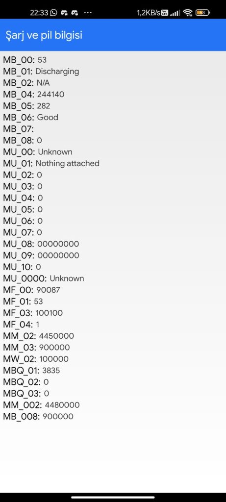 Xiaomi Pil Sağlığı öğrenme Kodu Ekranı
