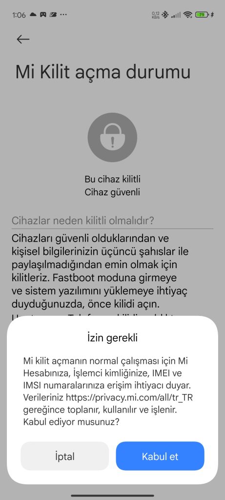 mi kilit açma durumu hakkında bilgi